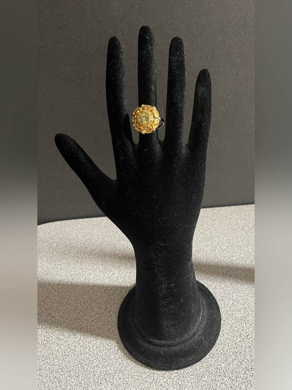 Natural Green Jade Gemstone Chips Gold Plated Ring